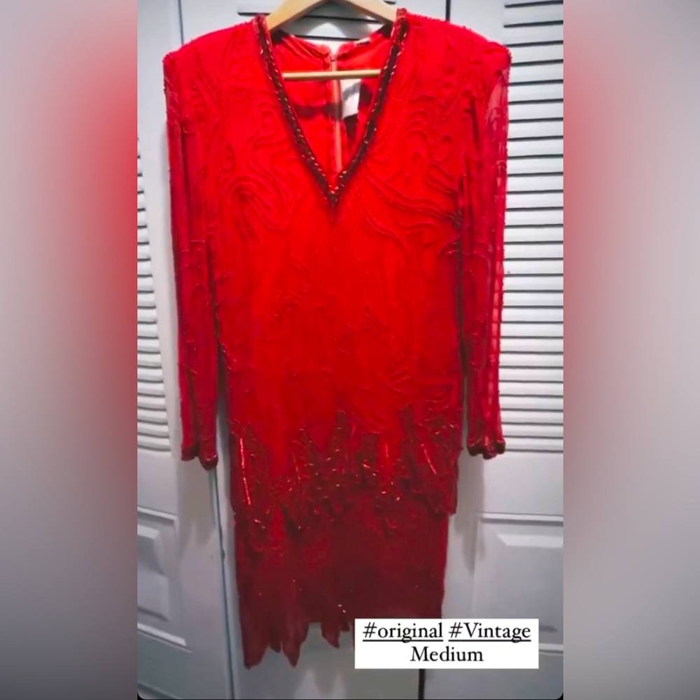 Beautiful bided red dress. From Puertorrican store Lindissima, circa 1960’s